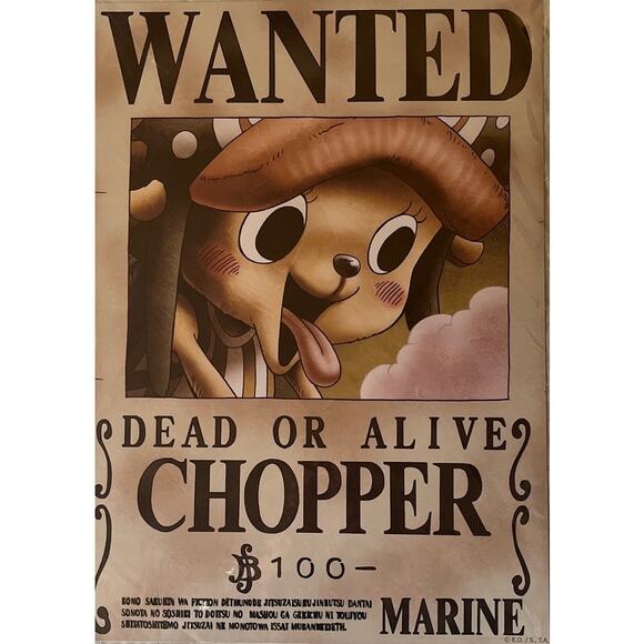 One Piece Wallcovering Poster WANTED Dead or Alive CHOPPER - Made in Japan - Picture 1 of 7